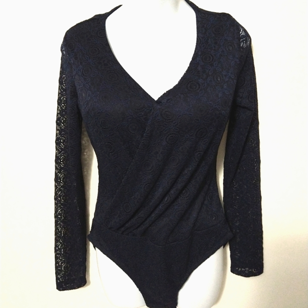 Xhilaration Long Sleeve Laced Bodysuit Shirt NWT